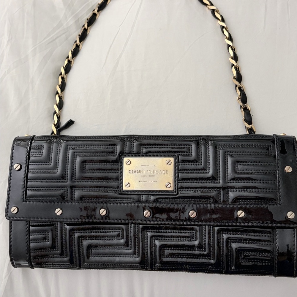Vintage Versace Black and Gold clutch